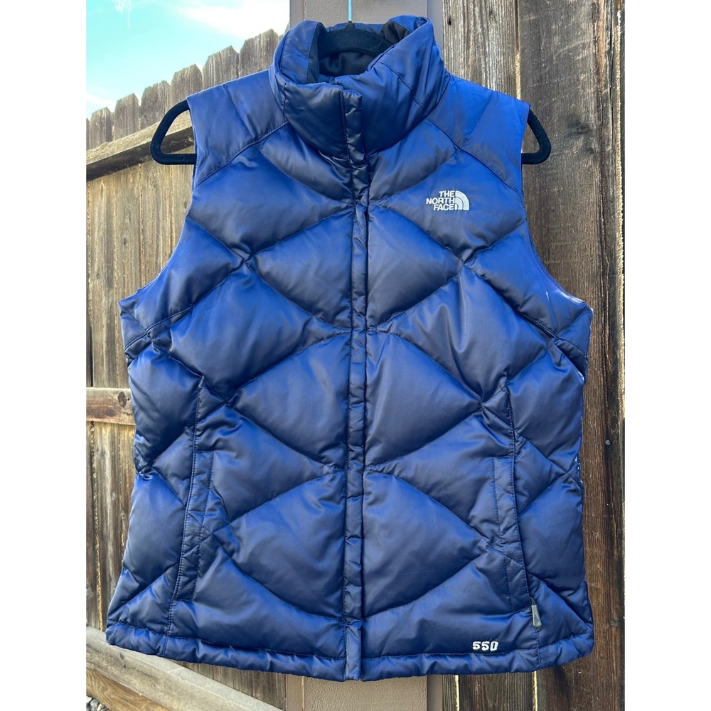 The North Face Aconcagua Vest Womens L Navy Blue 550 Down Quilted AZPM FT11